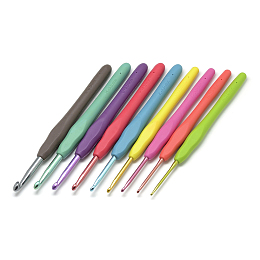 Honeyhandy Aluminum Crochet Hooks Needles, with Plastic Handle, Mixed Color, 140x11~13x9~11mm, Pin: 2.0~6.0mm, 9pcs/set