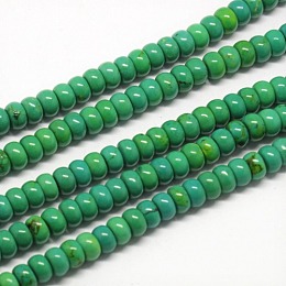 Natural Howlite Rondelle Beads Strands, Dyed, Lime Green, 6x4mm, Hole: 1mm, about 115pcs/strand, 15.74 inch