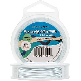 BENECREAT 165-Feet 0.017inch (0.45mm) 7-Strand White Bead String Wire Nylon Coated Stainless Steel Wire for Necklace Bracelet Beading Craft Work