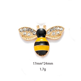 Honeyhandy Alloy Enamel Pendants, Bees, Golden, Yellow, 17x24mm