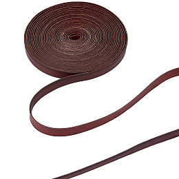 GORGECRAFT 5.5Yds 10mm Flat Genuine Leather Cord String Leather Shoelace Boot Lace Strips Cowhide Braiding String Roll for Jewelry Making DIY Craft Braided Bracelets Belts Keychains(Coconut Brown)