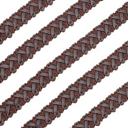 BENECREAT 15 Yard Faux Leather Braid Trims Coconut Brown Flat Braid Strap Trim Lace Ribbon for Home Decor DIY Sewing Craft, 1/2 inch(13mm) Wide