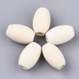 Honeyhandy Unfinished Natural Wooden Beads, Egg Shaped Rugby Wood Beads, Oval, Old Lace, 18.5~19x12mm, Hole: 4.5mm