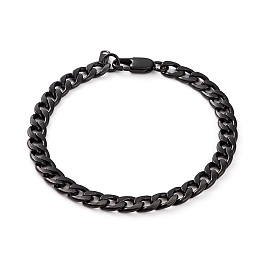 Honeyhandy Men's 304 Stainless Steel Cuban Link Chain Bracelets, with Lobster Claw Clasps, Electrophoresis Black, 8-1/2 inch(21.6cm)