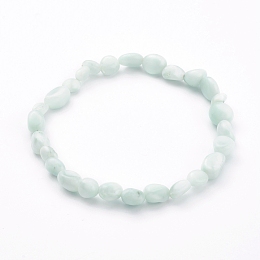 Honeyhandy Natural Larimar Stretch Beaded Bracelets, Nuggets, Inner Diameter: 2-1/8~2-1/4 inch(5.5~5.8cm)