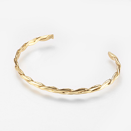 Honeyhandy Brass Twisted Cuff Bangle, Real 18K Gold Plated, 2-1/8 inchx2-1/2 inch(53x66mm)