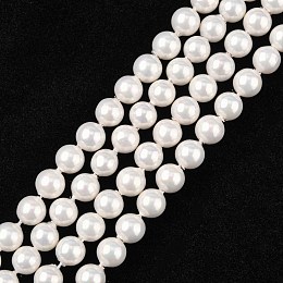 Honeyhandy Shell Bead Strands, Imitation Pearl Bead, Grade A, Round, White, 6mm, Hole: 0.5mm, 63~64pcs/strand, 15 inch