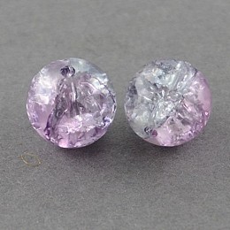 Honeyhandy Plum & Clear Crackle Glass Round Beads Strands, 4mm, Hole: 1.1~1.3mm, 31.4 inch