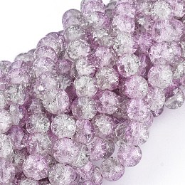 Arricraft Crackle Glass Beads Strands, Round, Plum, 8mm, Hole: 1.3~1.6mm, 31.4 inches