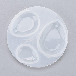 Honeyhandy Teardrop Silicone Pendant Mold, Resin Casting Molds, for DIY UV Resin, Epoxy Resin Jewelry Making, Faceted, Wheat, 69x7mm, Hole: 2mm, Inner Diameter: 23x17mm and 32x24mm and 39x29mm