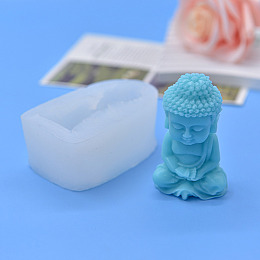 Honeyhandy DIY Buddha Figurine Display Silicone Molds, Resin Casting Molds, for UV Resin, Epoxy Resin Craft Making, White, 75x47x34mm, Inner Diameter: 66x29x25mm