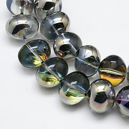 Honeyhandy Half Plated Crystal Glass Oval Beads, Platinum Plated, 13x16mm, Hole: 1mm