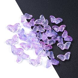 Honeyhandy Electroplate Transparent Glass Beads, Butterfly, Violet, 14.5x8x3.5mm, Hole: 0.8mm