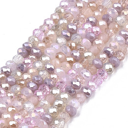 Arricraft Electroplate Glass Beads Strands, AB Color Plated, Faceted, Rondelle, Pink, 2mm, Hole: 0.7mm; about 188~198pcs/Strand, 12.60 inches~13.11 inches(32~33.3cm)