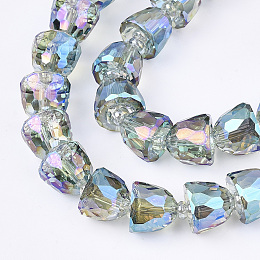 Honeyhandy Electroplated Glass Beads, Faceted, Bell, Pale Turquoise, 10.5~11x9mm, Hole: 1mm