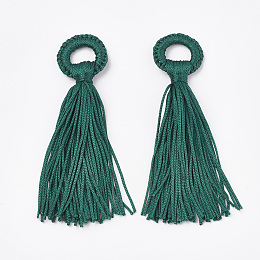 Honeyhandy Polyester Tassel Big Pendant Decorations, Dark Green, 98~110x24~26x10~15mm, Hole: 14mm