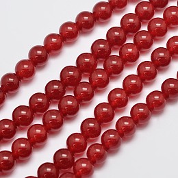 Honeyhandy Natural & Dyed Malaysia Jade Bead Strands, Imitation Red Agate, Round, Red, 8mm, Hole: 1.0mm, about 48pcs/strand, 15 inch