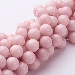 Honeyhandy Natural Mashan Jade Round Beads Strands, Dyed, Pink, 10mm, Hole: 1mm, about 41pcs/strand, 15.7 inch