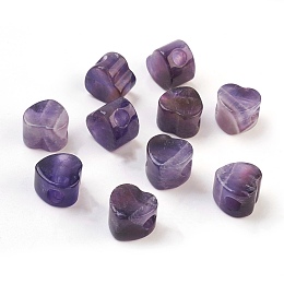 Honeyhandy Natural Amethyst European Beads, Large Hole Beads, Heart, 13~14x13~14x9~10mm, Hole: 5.5~6mm