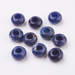 Honeyhandy Natural Sodalite European Beads, Large Hole Beads, Rondelle, 14x7~8mm, Hole: 6mm