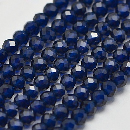 Honeyhandy Synthetic Gemstone Beads Strands, Imitation Sapphire, Faceted, Round, Prussian Blue, 2mm, Hole: 0.5mm, about 175pcs/strand, 15 inch