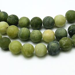 Honeyhandy Round Frosted Natural TaiWan Jade Bead Strands, 10mm, Hole: 1mm, about 38pcs/strand, 15.5 inch