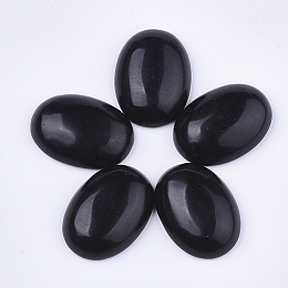 Honeyhandy Natural Black Obsidian Cabochons, Oval, 24~26x17~19x6~7mm