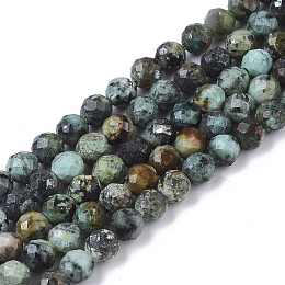 Honeyhandy Natural African Turquoise(Jasper) Beads Strands, Faceted, Round, 4mm, Hole: 0.7mm, about 96~97pcs/strand, 15.16 inch(38.5cm)