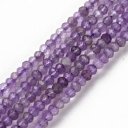 Honeyhandy Natural Amethyst Beads Strands, Rondelle, Faceted, 3x2mm, Hole: 0.5mm, about 188~190pcs/strand, 15.35inch(39cm)