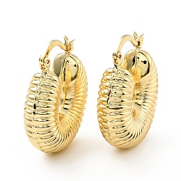 Honeyhandy Brass Croissant Chunky Hoop Earrings for Women, Cadmium Free & Lead Free, Real 18K Gold Plated, 25x8.3mm, Pin: 0.7x1.1mm