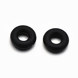 Honeyhandy Rubber O Rings, Donut Spacer Beads, Fit European Clip Stopper Beads, Black, 5x1mm