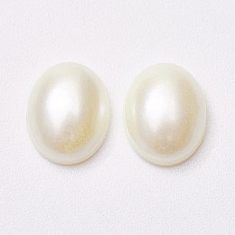 Honeyhandy Acrylic Imitation Pearl Cabochons, Oval, Creamy White, 10x8x3.5mm