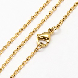 Honeyhandy Trendy Unisex 304 Stainless Steel Cable Chain Necklaces, with Lobster Clasps, Golden, 17.7 inch(45cm), 1.5mm