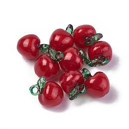 Honeyhandy Korea Acrylic Pendants, Apple, Red, 19.8x15.5x14mm, Hole: 3mm