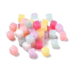 Honeyhandy Opaque Acrylic Beads,Cube, Mixed Color, 10x10x10mm, Hole: 1.5mm