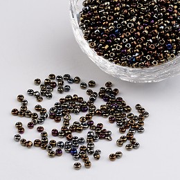 Honeyhandy 12/0 Iris Round Glass Seed Beads, Colorful, 2mm, Hole: 1mm, about 3304pcs/50g