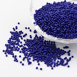 FGB 11/0 Baking Paint Glass Seed Spacer Beads, Midnight Blue, 2x1.5mm, Hole: 0.7mm, about 2840pcs/50g