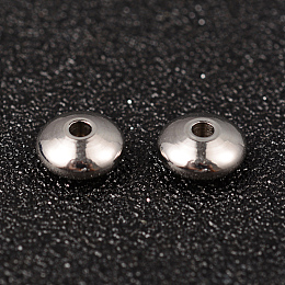 Honeyhandy Flat Round 304 Stainless Steel Spacer Beads, Stainless Steel Color, 8x4mm, Hole: 2mm