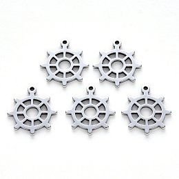 Honeyhandy 304 Stainless Steel Pendants, Laser Cut, Helm, Stainless Steel Color, 17x15x1mm, Hole: 1.2mm