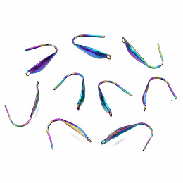 Honeyhandy 316 Stainless Steel Earring Hooks, Ear Wire with Vertical Loop, Rainbow Color, 19~21x4.5mm, Hole: 1.4mm, Pin: 0.8mm