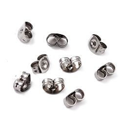 Honeyhandy 304 Stainless Steel Ear Nuts, Earring Backs, Stainless Steel Color, 6x4.5x3mm, Hole: 0.8mm