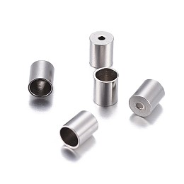 Honeyhandy 201 Stainless Steel Cord Ends, End Caps, Column, Stainless Steel Color, 6x5mm, Hole: 1.2mm