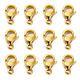 Honeyhandy 304 Stainless Steel Lobster Claw Clasps, Parrot Trigger Clasps, Manual Polishing, Real 18K Gold Plated, 9x5x2.5mm, Hole: 1mm