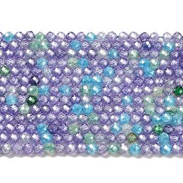 Cubic Zirconia Bead Strands, Faceted Rondelle, Mixed Color, 3mm, Hole: 0.6mm, about 131pcs/strand, 15.16 inch(38.5cm)