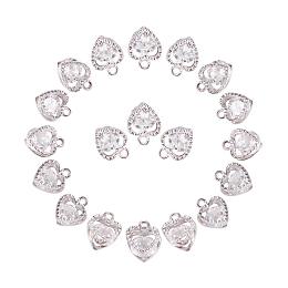 ARRICRAFT 1Bag About 100 Pcs Cubic Zirconia Alloy Heart Shape Charms Sets for Jewelry Making Size 10x8.5x5mm Platinum