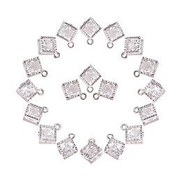 ARRICRAFT 1Bag About 100 Pcs Cubic Zirconia Alloy Rhombus Shape Charms Sets for Jewelry Making Size 14x11x5mm Platinum