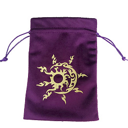 Honeyhandy Velvet Tarot Cards Storage Bags, Tarot Desk Storage Holder, Purple, Sun Pattern, 18x13cm