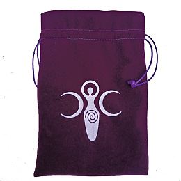 Honeyhandy Velvet Tarot Cards Storage Bags, Tarot Desk Storage Holder, Purple, Goddess Pattern, 18x13cm