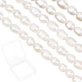 Beebeecraft 2 Strands 6~7mm Freshwater Pearl Beads Grade A Natural Genuine Cultured Irregular Pearl White for DIY Crafts Necklaces Bracelets Earrings 14.17''/Strand