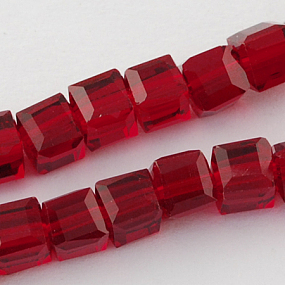 Honeyhandy Glass Bead Strands, Faceted, Cube, Dark Red, 6x6x6mm, Hole: 1mm, about 100pcs/strand, 22 inch